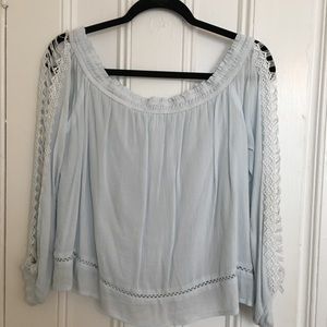 Icy blue off-the-shoulder top